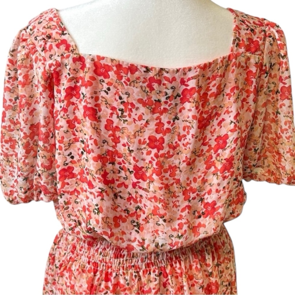 JUST…TAYLOR Floral Flouncy Mini Dress in Pinks  and Peach Size 16 -- SUPER CUTE! - Picture 6 of 12